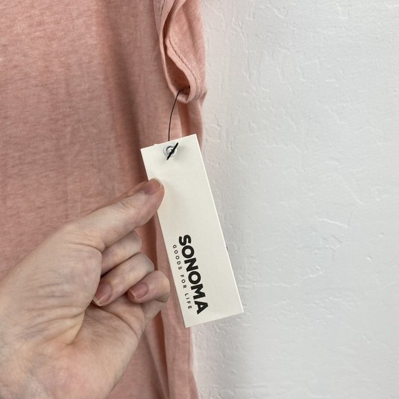 Sonoma Semi Sheer T-Shirt Womens L V-Neck Light Pink Semi Sheer Lightweight NEW - Picture 5 of 7